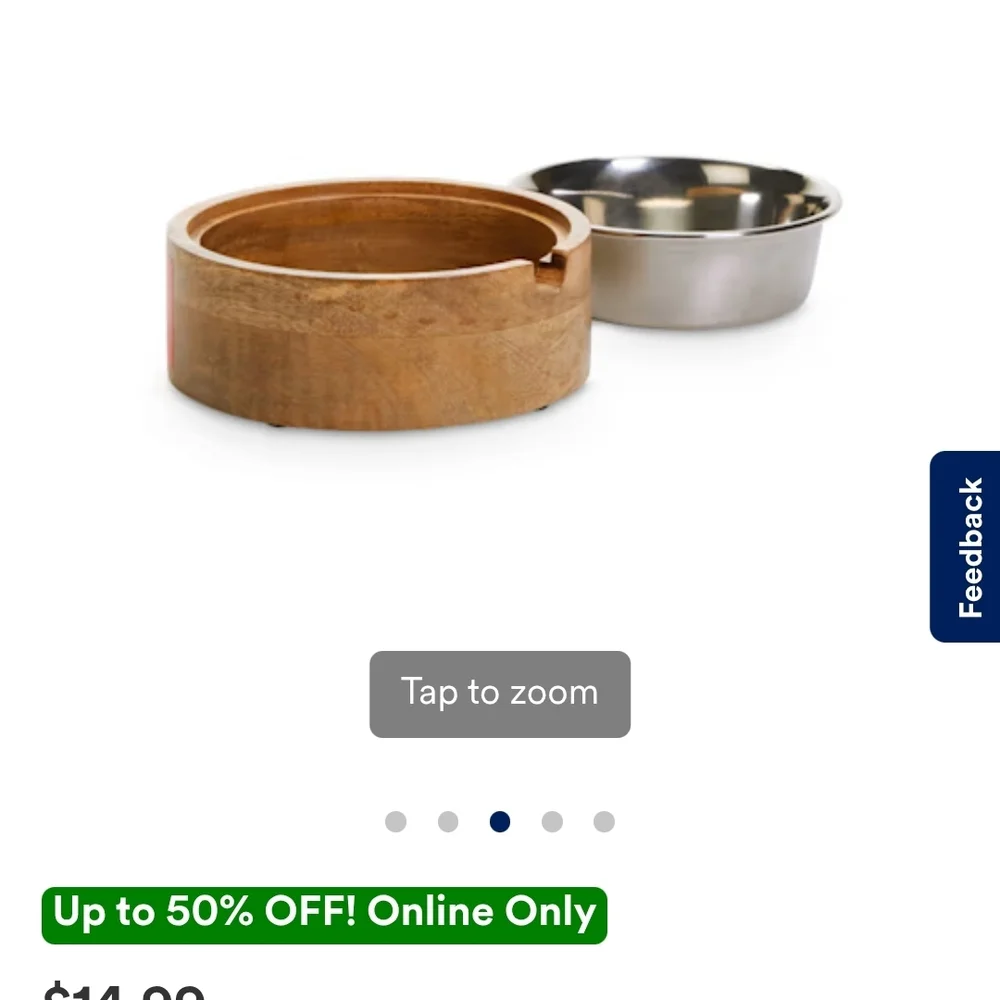 Freddy Wooden and Stainless Steel Pet Bowl